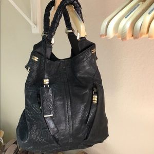 Black leather bag